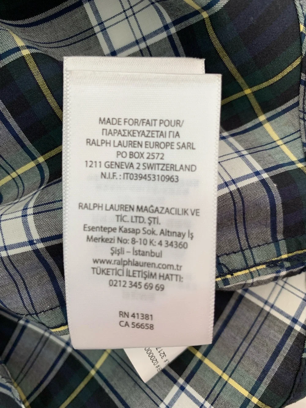 Ralph Lauren 2T Boys' Plaid Button-Down Shirt - Navy, Green & White Cotton